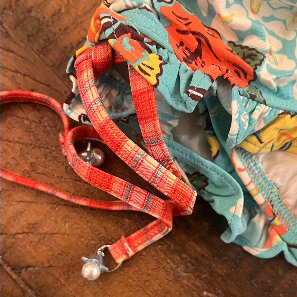 Turquoise Floral Ruffle Bikini Set - Picture 3 of 9